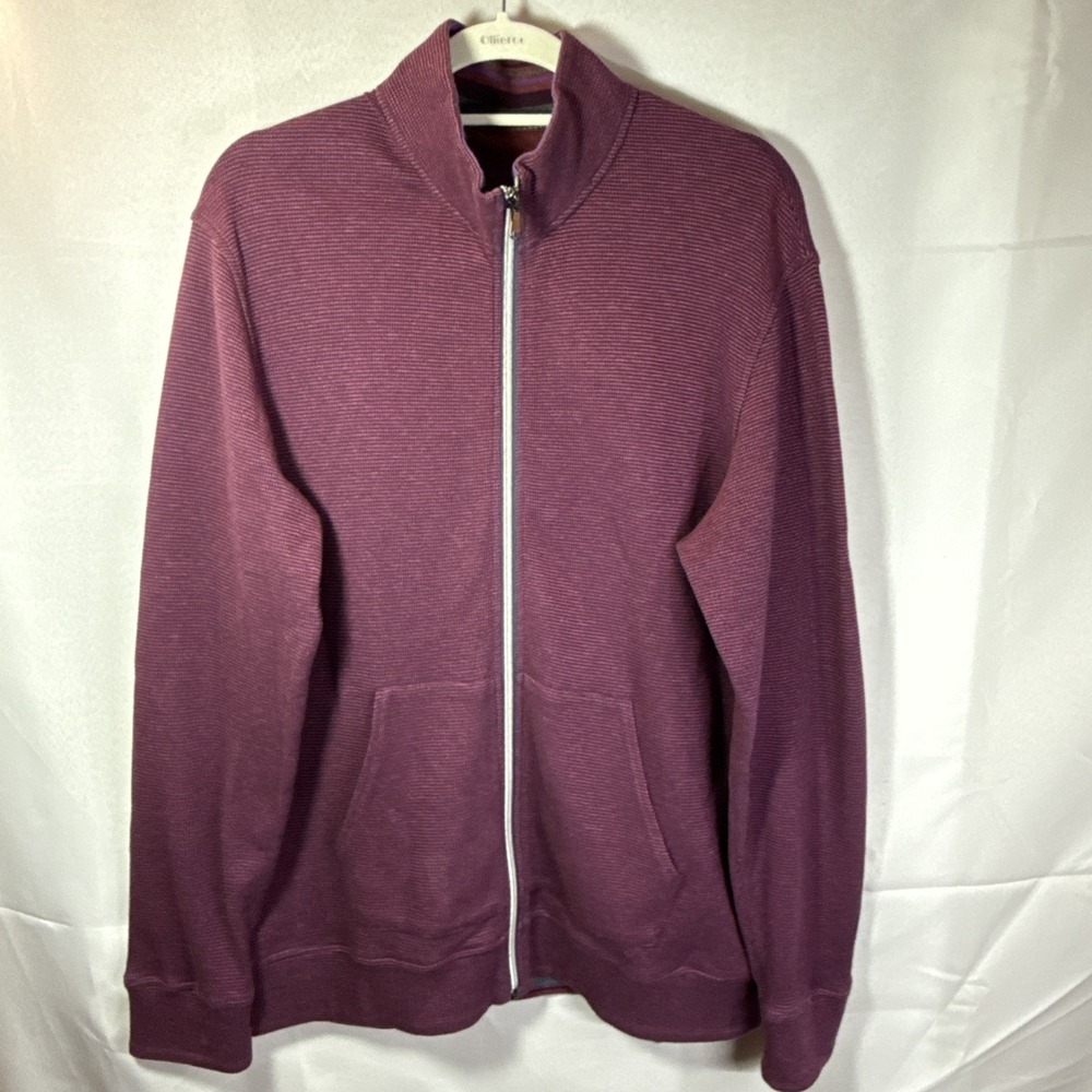 Robert Graham Waffle Knit Jacket Mens M Purple Full Zip Collared Classic Fit